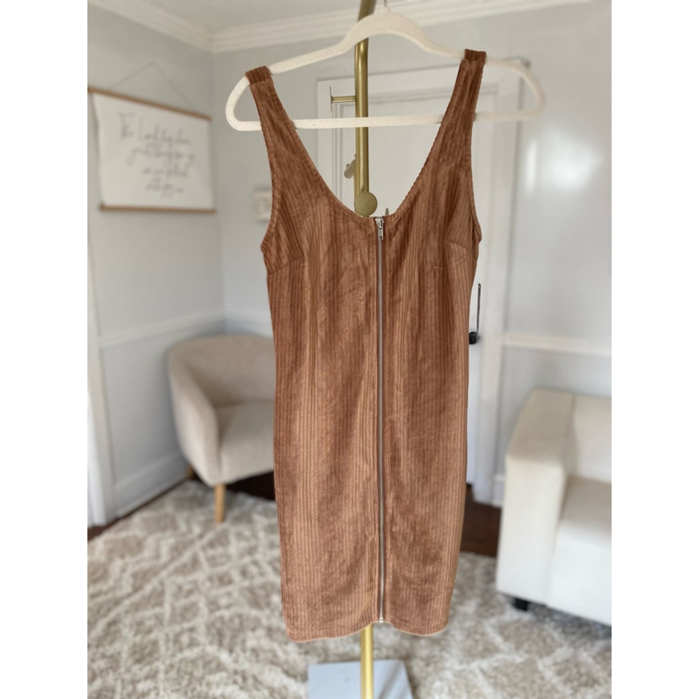 NWTs Bodycon Zip-up Mini Dress Dark Academia Streetwear Downtown Summer Spring M - Picture 2 of 8